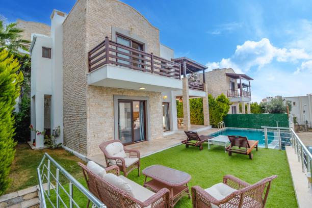 3+1 Villa in Bodrum Gündoğan with Private Pool and Nature View in a Secure Site