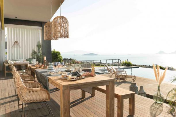 8+1 Villa for Rent with Private Pool with Full Sea View in Bodrum Turgutreis