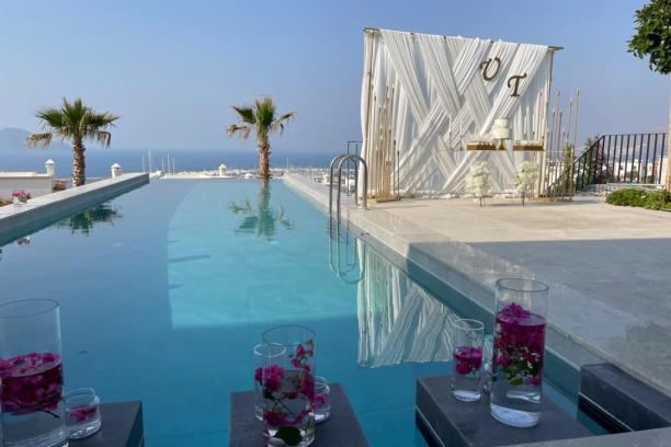 6+1 Villa with Private Pool and Sea View for Rent in Bodrum Turgutreis