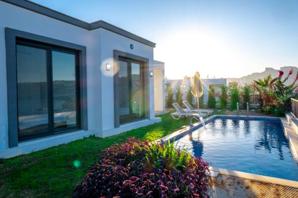  3+1 Villa for Rent with Sea View and Private Pool in Gundogan, Bodrum