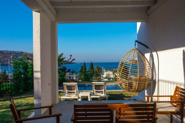  3+1 Villa for Rent with Sea View and Private Pool in Gundogan, Bodrum