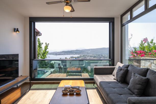Villa for rent in Bodrum Bitez with private pool, heated pool option and sea view.